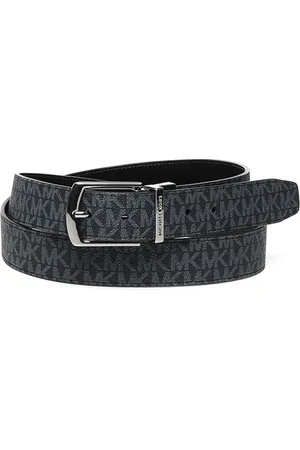 Michael Kors Tassen, Heren, Blauw, ONE Size, Leer, Logo gesp omkeerbare leren riem blauw/zwart