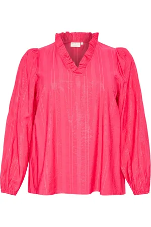 Kaffe Blouses & Shirts, Dames, Roze, 5Xl, Vrouwelijke V-hals frambozenblouse