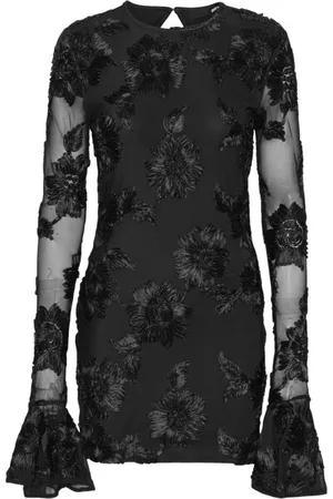 ROTATE Kleedjes, Dames, Zwart, S, Polyester, 3D Mesh Nauwsluitende Mini Jurk