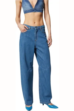 Silvian Heach Jeans, Dames, Blauw, W27, Katoen, Jeans met rechte pijpen en hoge taille