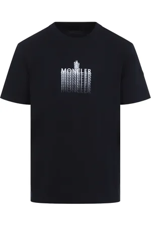 Moncler Tops, Heren, Blauw, L, Katoen, T-shirt met korte mouwen