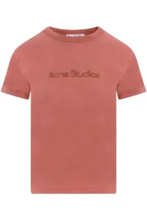 Acne Studios Tops, Heren, Rood, M, Katoen, Blurred Logo T-shirt