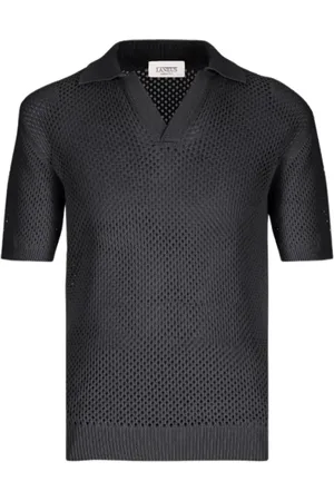LANEUS Truien, Heren, Zwart, S, Katoen, Gaatjespoloshirt van katoen