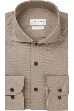 Profuomo Overhemden, Heren, Bruin, 3Xl, Bruine Overhemd Lange Mouw