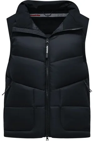 Invicta Jassen, Heren, Zwart, XL, Zwarte hoge kraag mouwloze jas