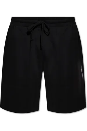 Emporio Armani Korte broeken, Heren, Zwart, L, Katoen, Shorts met geborduurd logo