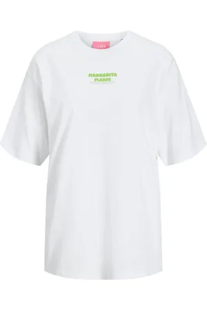JACK & JONES Tops, Dames, Wit, S, Losse SS Tee in Bright /Margarita