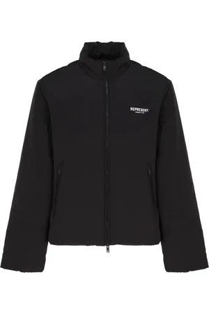 Represent Jassen, Heren, Zwart, L, Nylon, Nylon Zip Jacket met Logo