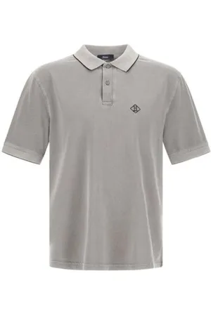 HERNO Tops, Heren, Grijs, M, Katoen, Piqué Katoenen Polo Shirt met Logo