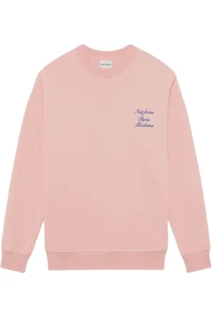 Drôle de Monsieur Sweatshirts & Hoodies, Heren, Roze, XL, Katoen, Cursieve Slogan Katoenen Sweatshirts Hoodies