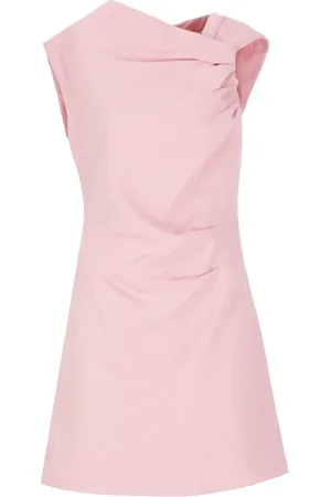 Msgm Kleedjes, Dames, Roze, S, Roze Viscose Jurk met Zijdraperie