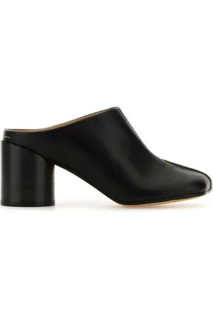 Maison Margiela Schoenen, Dames, Zwart, 36 EU, Leer, Zwarte leren Tabi muiltjes