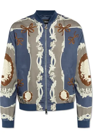 VERSACE Jassen, Heren, Blauw, XL, Polyester, Jas in bomberka stijl