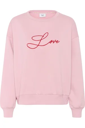 Saint Tropez Sweatshirts & Hoodies, Dames, Roze, XL, Katoen, Roze Nectar Geborduurde Sweater