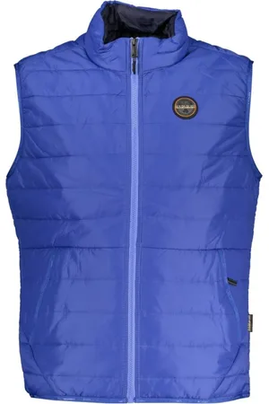 Napapijri Jassen, Heren, Blauw, L, Polyester, Stijlvolle Mouwloze Jas met Contrastdetails