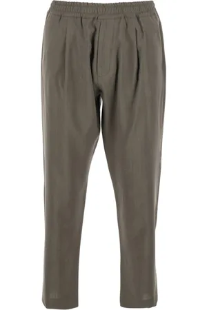 LOW BRAND Broeken, Heren, Groen, L, Wol, Groene wollen broek met elastische taille