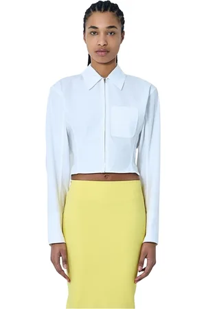 Jacquemus Blouses & Shirts, Dames, Wit, S, Katoen, Mirada Crop Zip-Up Katoenen Shirt