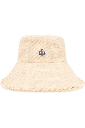 Moncler Accessoires, Dames, , L, Katoen, Logo Patch Geweven Bucket Hat