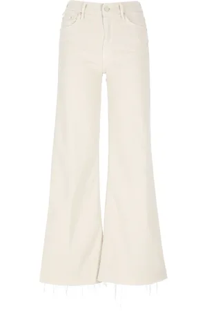 Mother Broeken, Dames, , W25, Katoen, Ivoor Wijde Pijp Jeans voor Vrouwen
