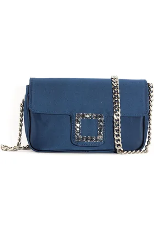 ROBERTO FESTA Tassen, Dames, Blauw, ONE Size, Satijn, Navy Satin Lunette Schoudertas