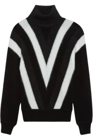 Saint Laurent Truien, Heren, Zwart, S, Wol, Zwarte Chevron Wollen Coltrui