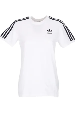 adidas Tops, Dames, Wit, 2Xl, Katoen, 3 Stripes Wit T-shirt Korte Mouw