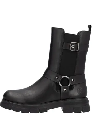 Rieker Schoenen, Dames, Zwart, 42 EU, Leer, Zwarte Leren Chelsea Boots