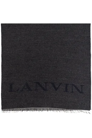Lanvin Accessoires, Dames, Blauw, ONE Size, Wol, Sjaal met logo