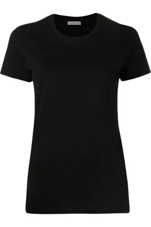 Moncler Tops, Dames, Zwart, L, Katoen, Clic Logo T-shirt