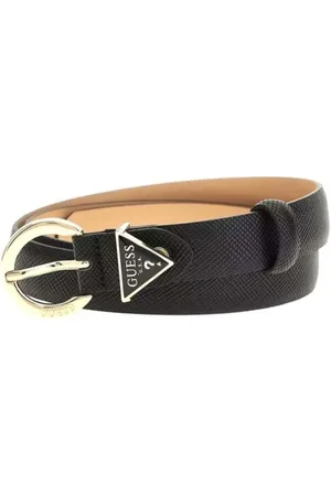 Guess Accessoires, Dames, Zwart, L, Leer, Zwarte imitatieleren riem met gouden hardware