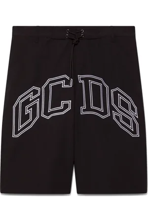GCDS Badkleding, Heren, Zwart, L, Polyester, Zwarte Logo Lounge Boxer Zwemkleding