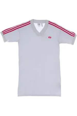 adidas Tops, Dames, Blauw, L, Katoen, 3D Trefoil T-shirt Jurk