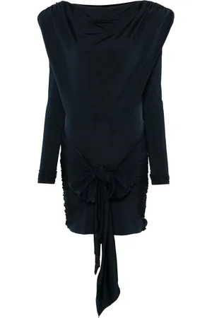 ROTATE Kleedjes, Dames, Blauw, S, Blauwe Oxford Jurk met Schoudervullingen