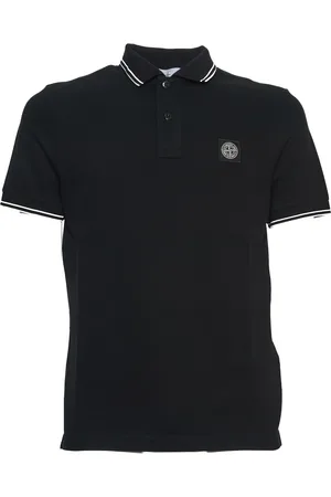 Stone Island Tops, Heren, Zwart, M, Katoen, Zwarte Polo Shirt Casual Stijl