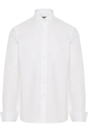 CANALI Overhemden, Heren, Wit, 2Xl, Katoen, Impeccabile Katoenen Overhemd met Manchetknopen