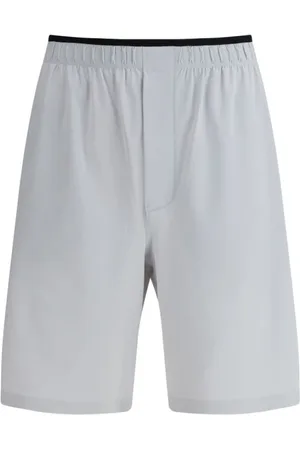 GR10K Korte broeken, Heren, Grijs, M, Shorts met monogram borduursel en elastische tailleband