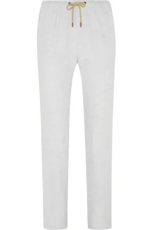 Kiton Broeken, Heren, Grijs, W37, Linnen, Linnen Comfort-Fit Aantrekbroek