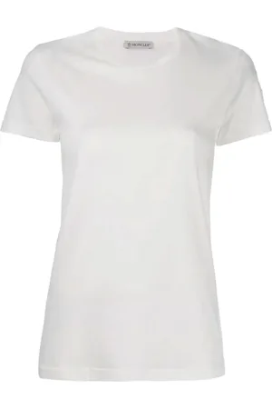 Moncler Tops, Dames, Wit, L, Katoen, Katoenen T-shirt