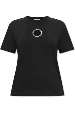 Moncler Tops, Dames, Zwart, S, Katoen, T-shirt met korte mouwen