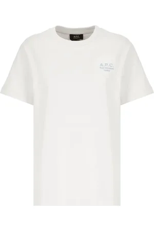 A.P.C. Tops, Dames, Wit, XL, Katoen, Wit katoenen T-shirt met ronde hals en logo