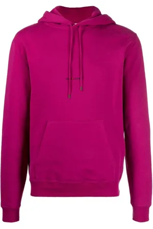 Saint Laurent Sweatshirts & Hoodies, Heren, Roze, L, Katoen, Rive Gauche Logo Hoodie