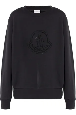 Moncler Sweatshirts & Hoodies, Dames, Zwart, S, Katoen, Crystal Logo Katoenen Sweatshirt