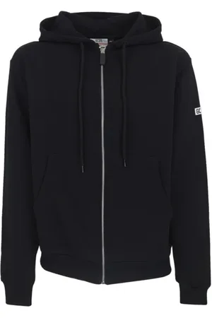 GCDS Sweatshirts & Hoodies, Heren, Zwart, S, Katoen, Zwarte Katoenen Hoodie met Logodetail