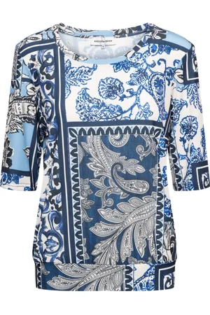 &Co Woman Tops, Dames, Blauw, S, Polyester, Paisley Patchwork Top
