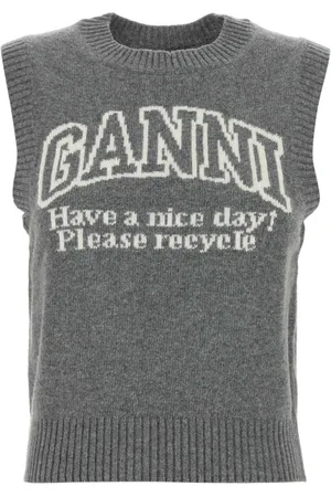Ganni Truien, Dames, Grijs, L, Wol, Stijlvol Grijs Wollen Vest