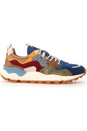 Flower Mountain Schoenen, Heren, Veelkleurig, 40 EU, Katoen, Blauwe Lage Sneakers Kurk Binnenzool
