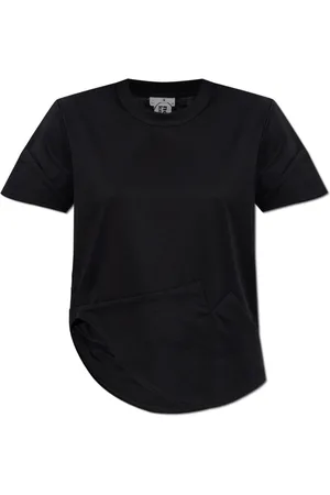 Comme des Garçons Tops, Dames, Zwart, M, Katoen, T-shirt met asymmetrische afwerking
