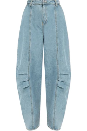 ROTATE Jeans, Dames, Blauw, M, Katoen, Jeans met Stiksels op de Pijpen
