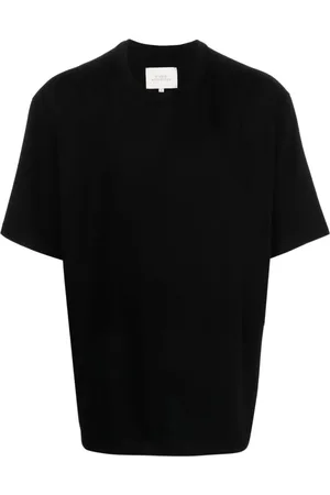 STUDIO NICHOLSON Tops, Heren, Zwart, S, Katoen, Zwart Katoenen Jersey Gebreid T-shirt