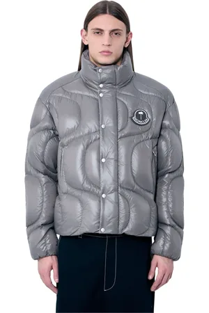 Moncler Jassen, Heren, Grijs, S, Wave-Motief Donsjack